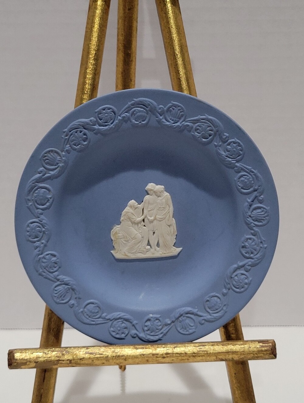 Wedgewood Blue Jasperware Ceramic Decorative Saucer Plate Classical Figures